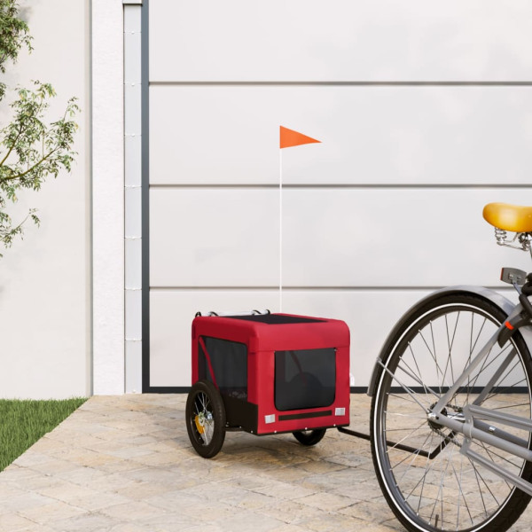 Remolque de bicicleta mascotas hierro tela Oxford rojo negro