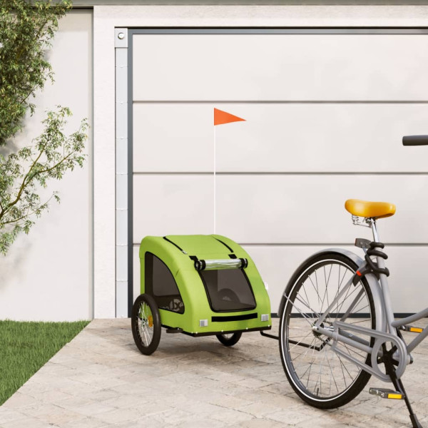 Remolque de bicicleta mascotas hierro tela Oxford verde