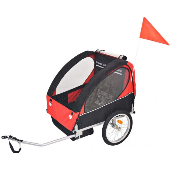 Remolque de bicicleta para niños rojo y negro 30 kg