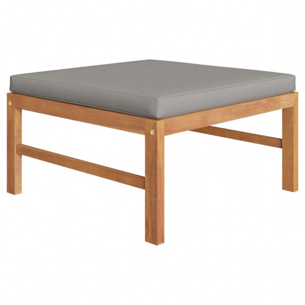 Reposapiés con cojín gris oscuro madera maciza de teca