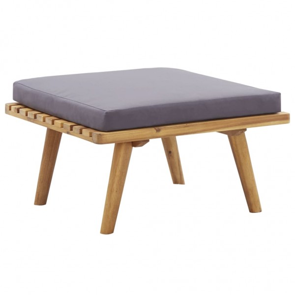 Reposapiés de jardín y cojín madera maciza acacia 60x60x29 cm