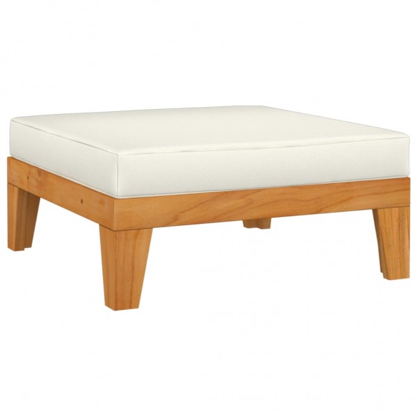 Reposapiés modular y cojín crema madera maciza de acacia