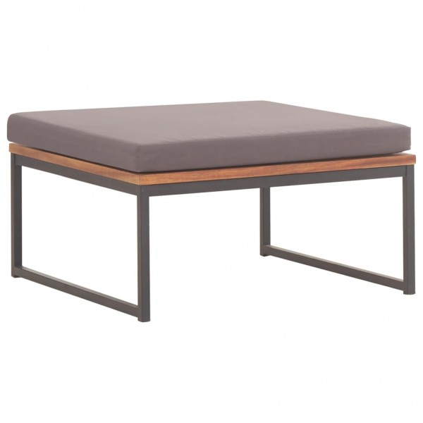 Reposapiés y cojín madera maciza acacia gris oscuro 66x66x36 cm