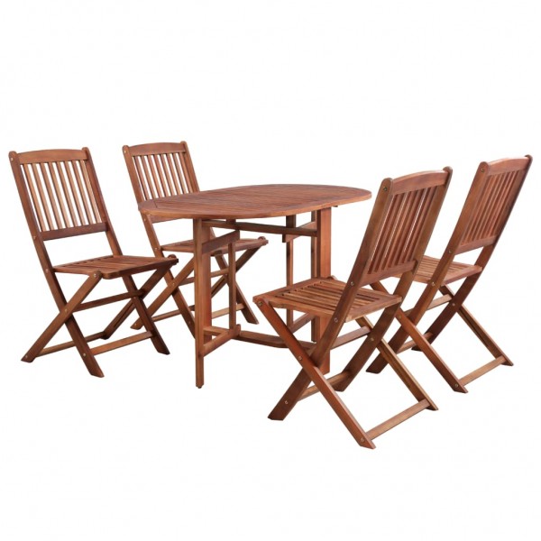 Set comedor de jardín plegable 5 piezas madera maciza de acacia