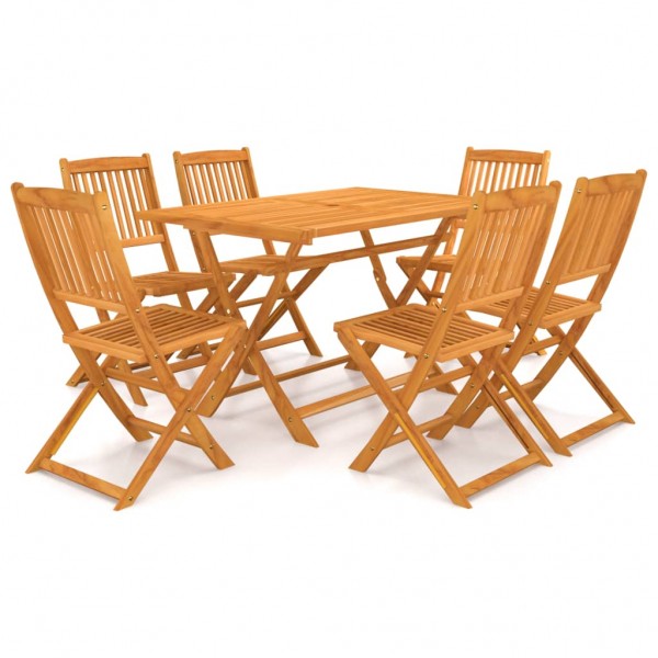 Set comedor de jardín plegable 7 piezas madera maciza de acacia
