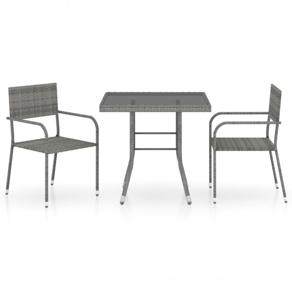 Set comedor jardín 3 pzas ratán sintético gris antracita y gris