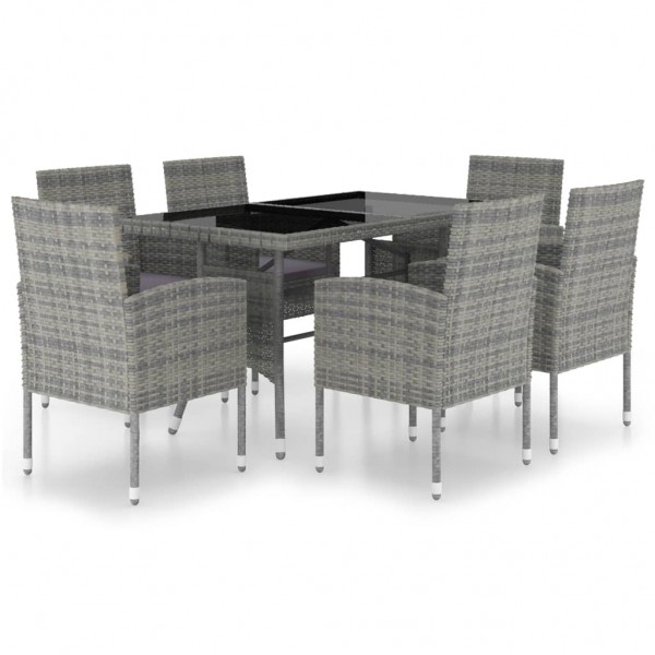 Set comedor jardín 7 pzas ratán sintético gris antracita y gris