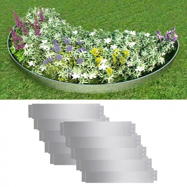 Set de cercas para césped 10 piezas acero galvanizado 100x20cm