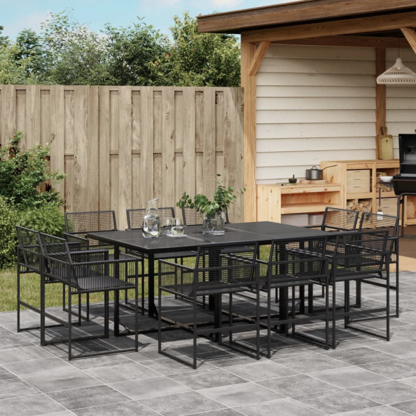 Set de comedor de jardín 11 pzas ratán sintético negro