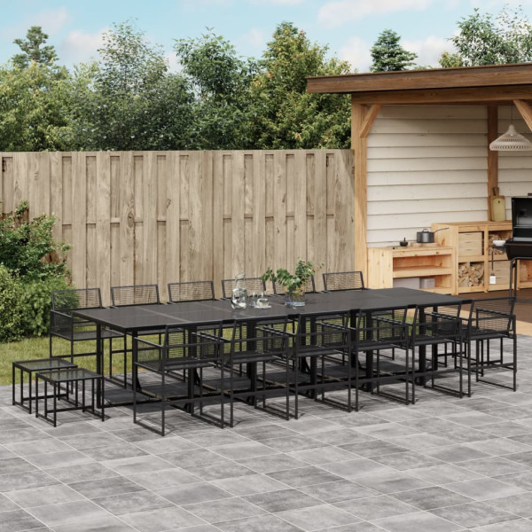 Set de comedor de jardín 17 pzas ratán sintético negro