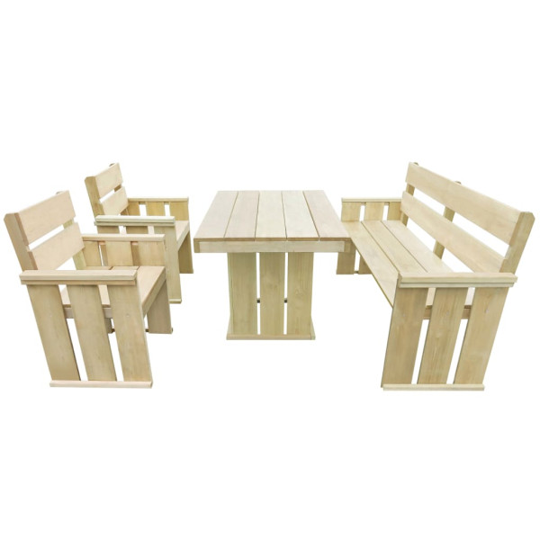 Set de comedor de jardín 4 piezas madera de pino impregnada