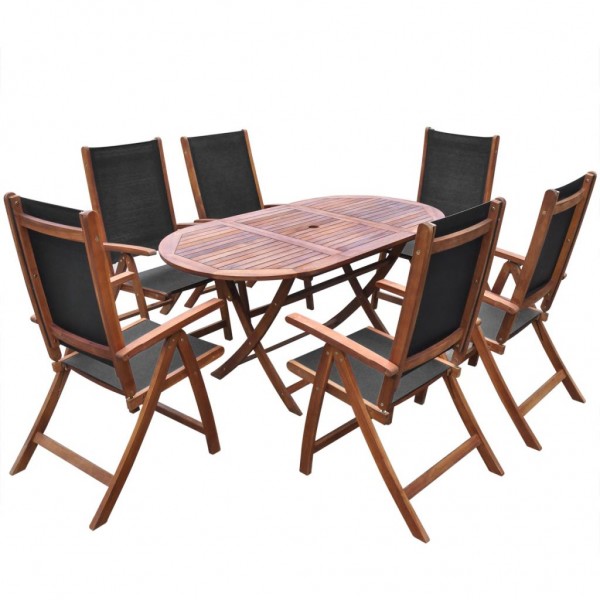Set de comedor de jardín 7 piezas madera maciza de acacia