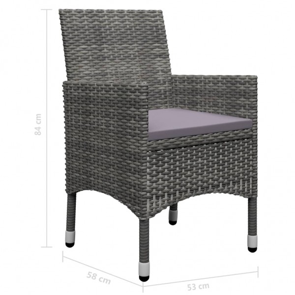 Set de comedor de jardín 9 piezas ratán PE y vidrio gris