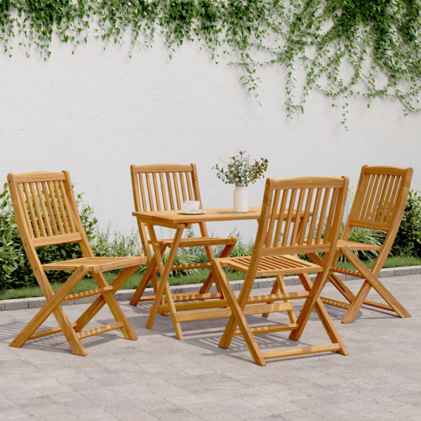Set de comedor de jardín plegable 5 pzas madera maciza acacia