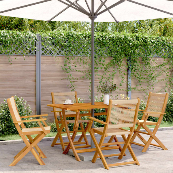 Set de comedor jardín 5 pzas polipropileno madera maciza beige