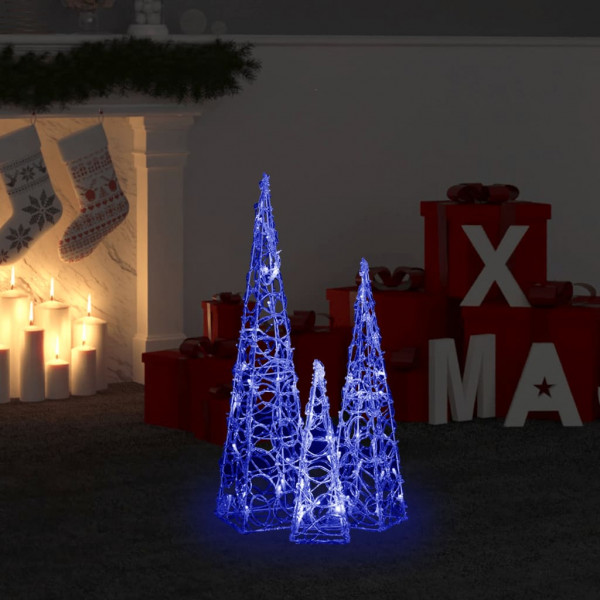 Set de cono de luz LED decorativo acrílico azul 30/45/60cm
