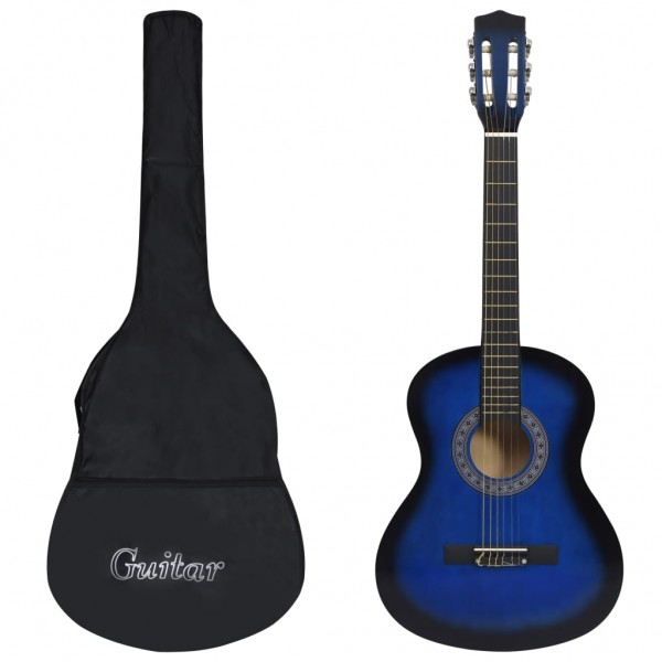 Set de guitarra clásica niños principiantes 8 pzas azul 3/4 36