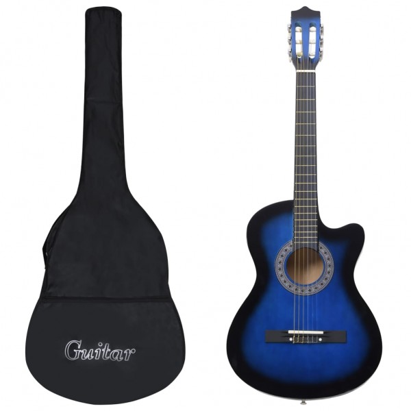 Set de guitarra clásica occidental 12 pzas 6 cuerdas azul 38