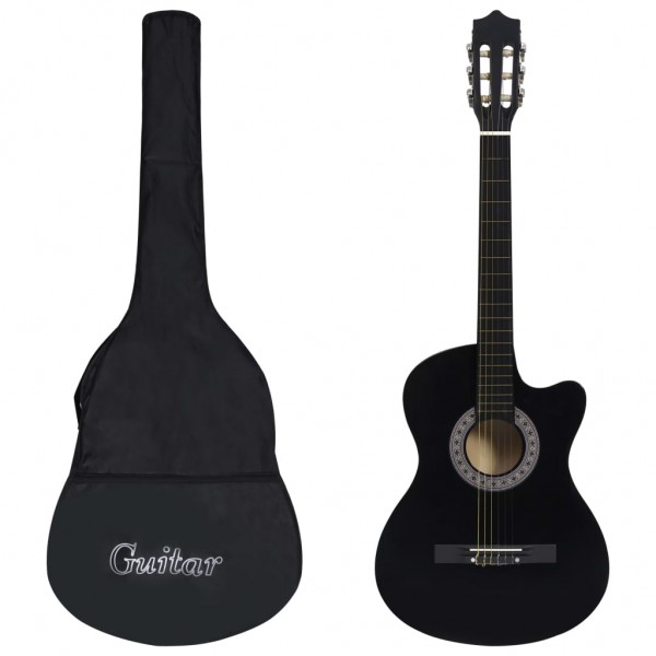 Set de guitarra clásica occidental 12 pzas 6 cuerdas negra 38