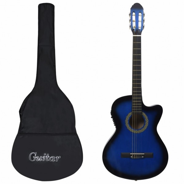 Set de guitarra occidental 12 pzas ecualizador y 6 cuerdas azul
