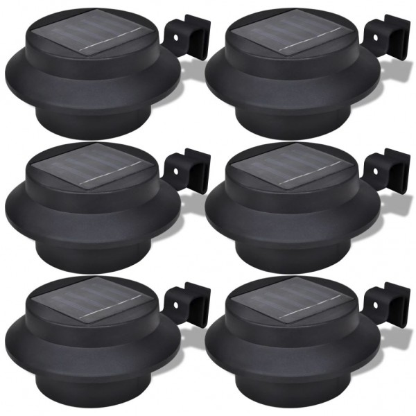 Set de lámparas solares de exterior para valla 6 piezas negro