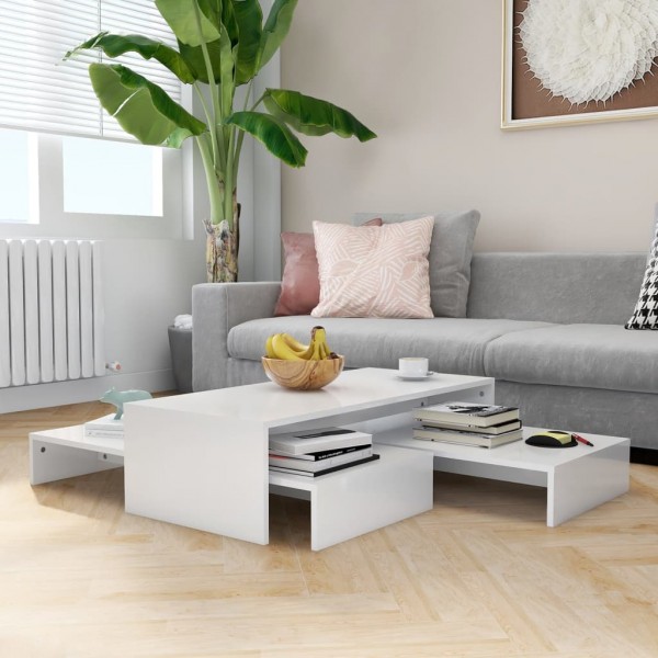 Set de mesas de centro apilables blanco brillo 100x100x26.5 cm