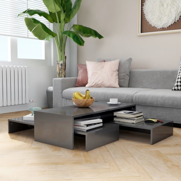 Set de mesas de centro apilables gris brillo 100x100x26.5 cm