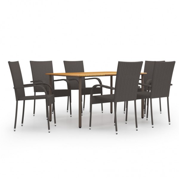 Set de muebles de comedor de jardín 7 piezas de ratán marrón