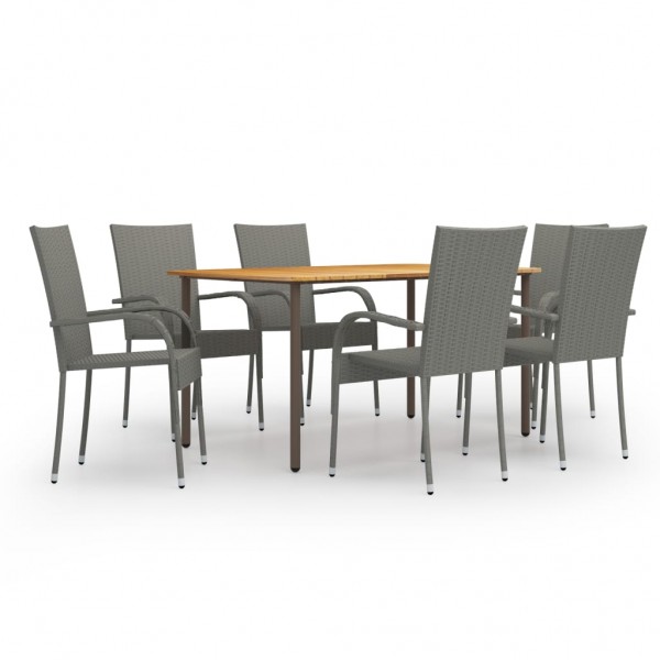 Set de muebles de comedor de jardín 7 piezas de ratán PE gris