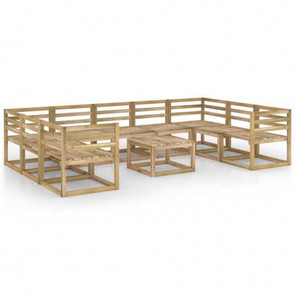 Set de muebles de jardín 10 pzas madera pino impregnada verde
