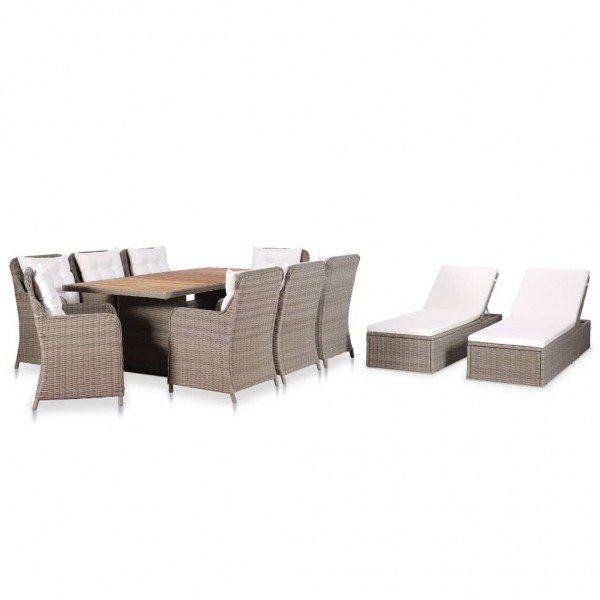 Set de muebles de jardín 11 piezas ratán sintético