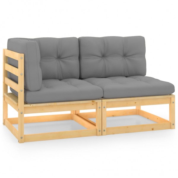 Set de muebles de jardín 2 pzas con cojines madera maciza pino