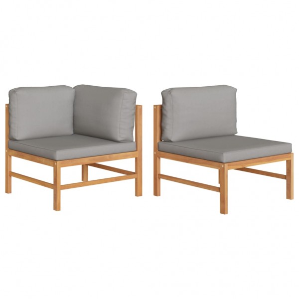 Set de muebles de jardín 2 pzas madera teca cojines gris oscuro
