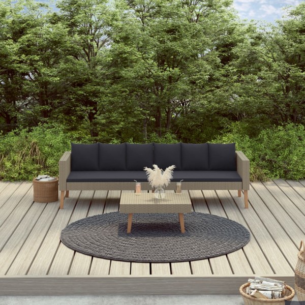 Set de muebles de jardín 2 pzas y cojines ratán sintético beige