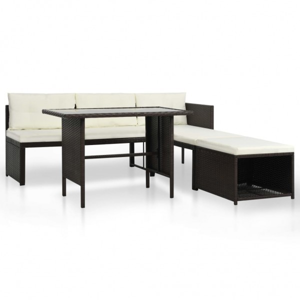 Set de muebles de jardín 4 piezas ratán sintético marrón