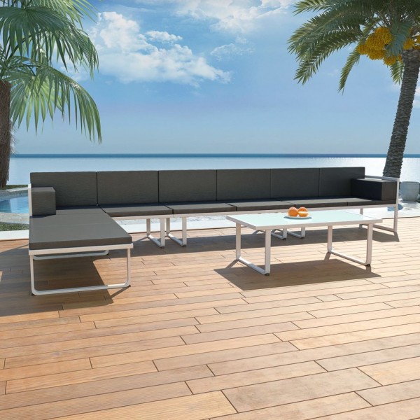 Set de muebles de jardín 5 piezas textilene aluminio negro
