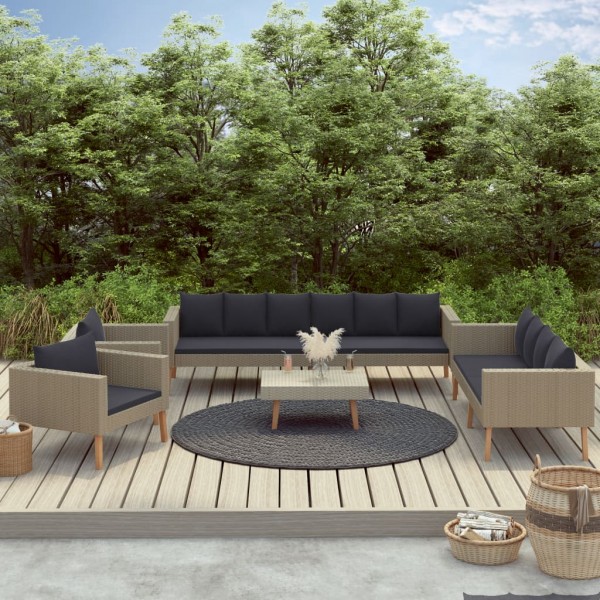 Set de muebles de jardín 5 pzas y cojines ratán sintético beige