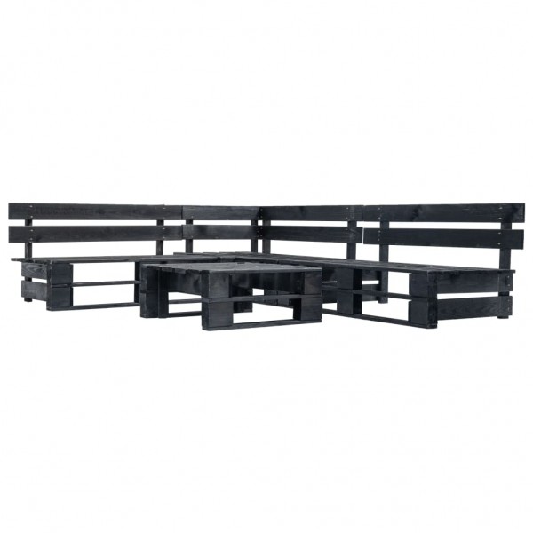 Set de muebles de jardín de palets 4 piezas madera negro