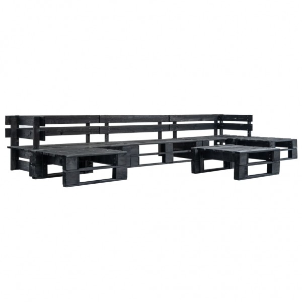 Set de muebles de palés para jardín 6 piezas madera negro