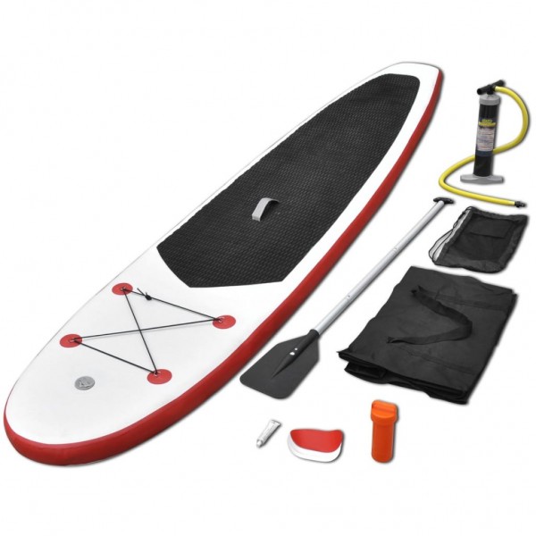Set de paddel surf tabla SUP inflable rojo y blanco