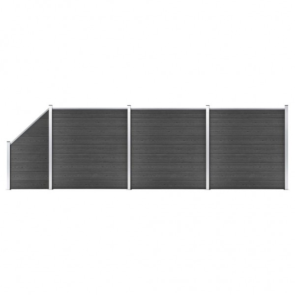 Set de paneles de valla WPC negro 619x(105-186) cm