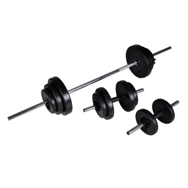 Set de pesas + 2 mancuernas 30.5 kg