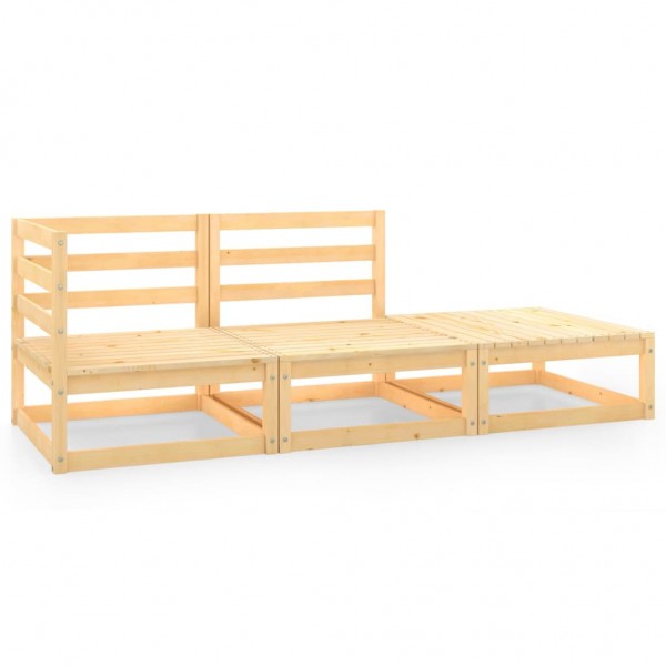 Set de salón de jardín de 3 piezas madera maciza de pino