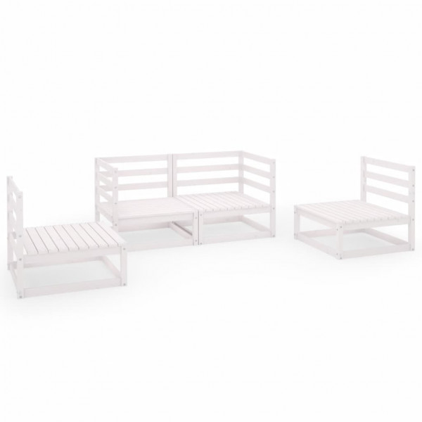 Set de salón de jardín de 4 piezas blanco madera maciza de pino