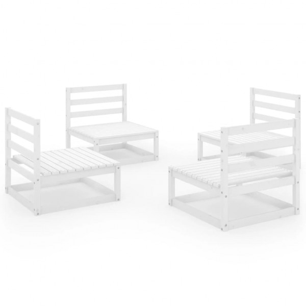 Set de salón de jardín de 4 piezas blanco madera maciza pino