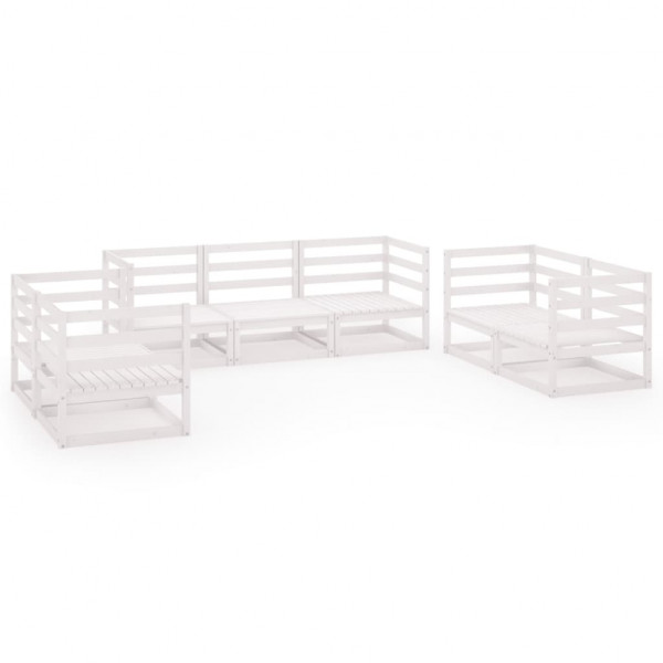 Set de salón de jardín de 7 piezas blanco madera maciza de pino