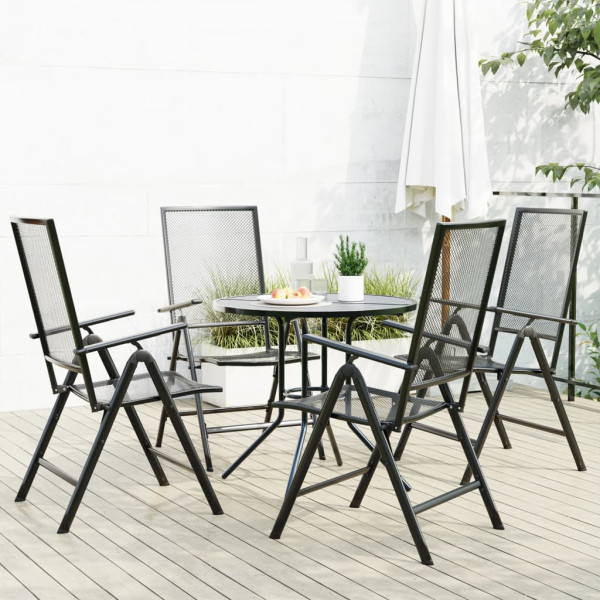Set de sillas jardín reclinables 5 piezas acero antracita