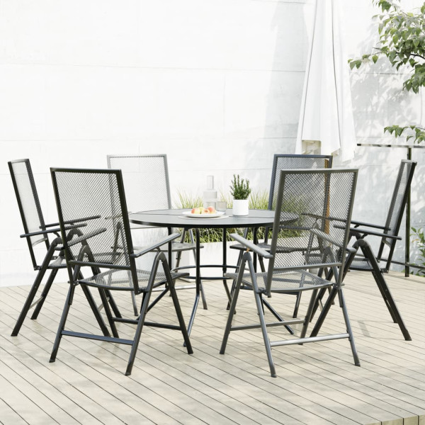 Set de sillas jardín reclinables 7 piezas acero antracita