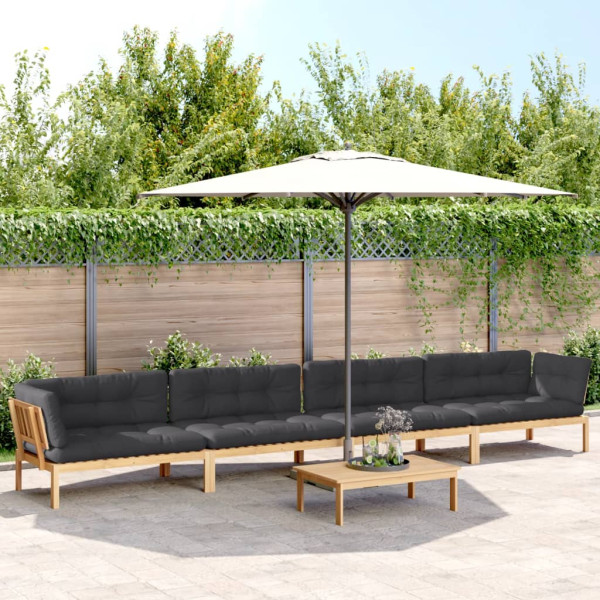 Set de sofás de palets de jardín y cojines 5 pzas madera acacia