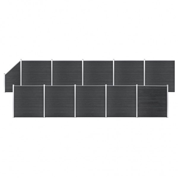Set de valla 10 cuadradas + 1 oblicua WPC gris 1830x186 cm